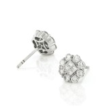 Princess & Round Cluster Stud Earrings